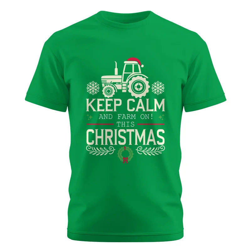 Image of Keep Calm And Farm On! This Christmas - Unisex Cotton Crew Tee