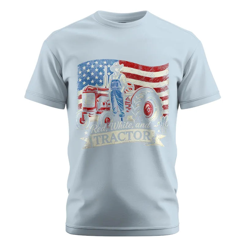 Image of Red White And Tractor - Unisex Cotton Crew Tee