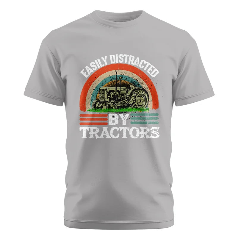 Easily Distracted By Tractors - Unisex Cotton Crew Tee