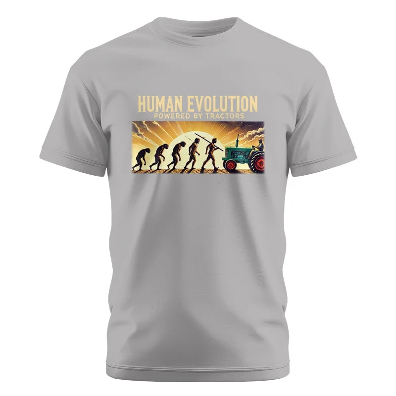 Human Evolution Powered By Tractors - Unisex Cotton Crew Tee