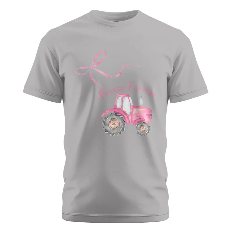 Image of Pink Bow Cute Tractor - Unisex Cotton Crew Tee