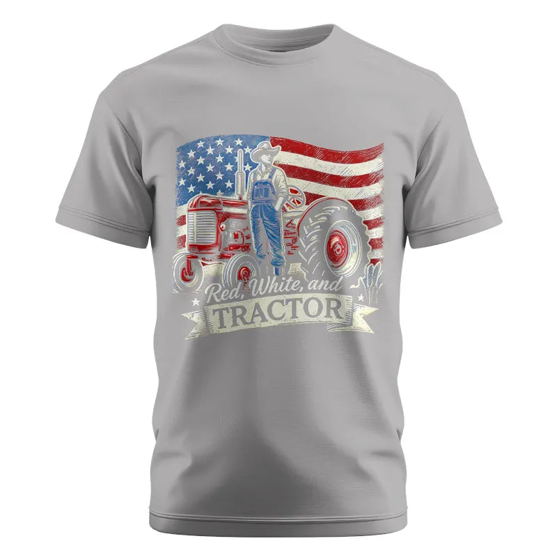 Red White And Tractor - Unisex Cotton Crew Tee