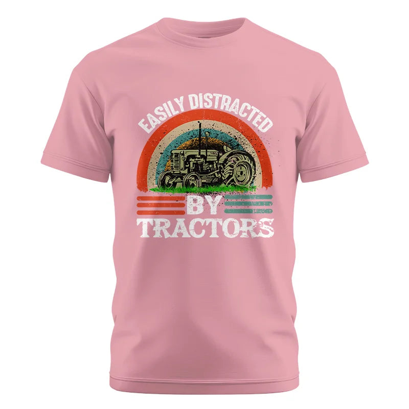 Easily Distracted By Tractors - Unisex Cotton Crew Tee