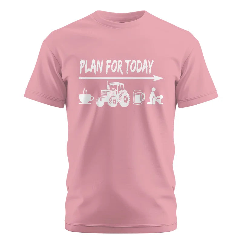 Funny Farmer Plan For Today Coffee Tractor Beer Bed - Unisex Cotton Crew Tee