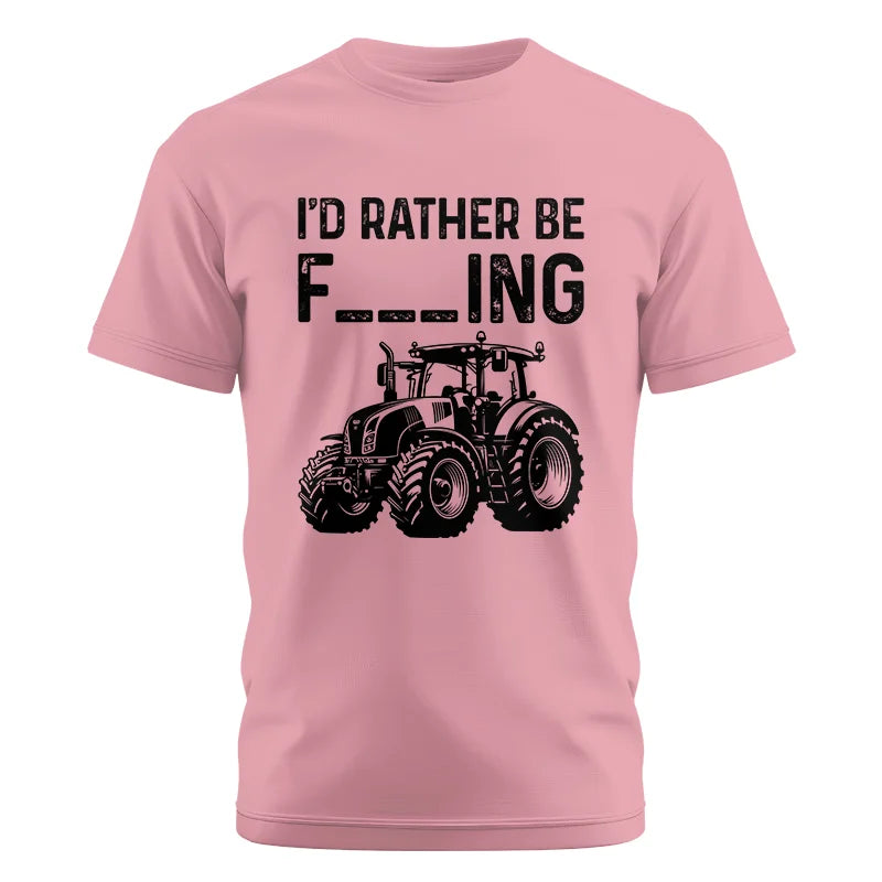 Image of Funny I Would Rather Be Farming Tractor 1 - Unisex Cotton Crew Tee