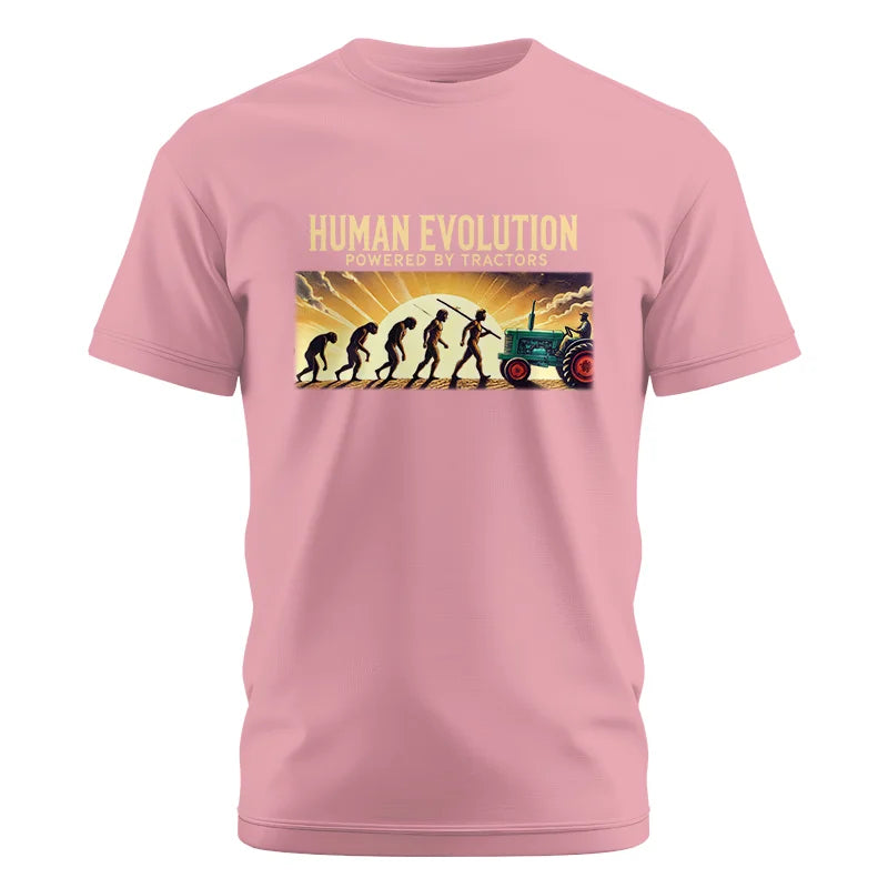 Human Evolution Powered By Tractors - Unisex Cotton Crew Tee