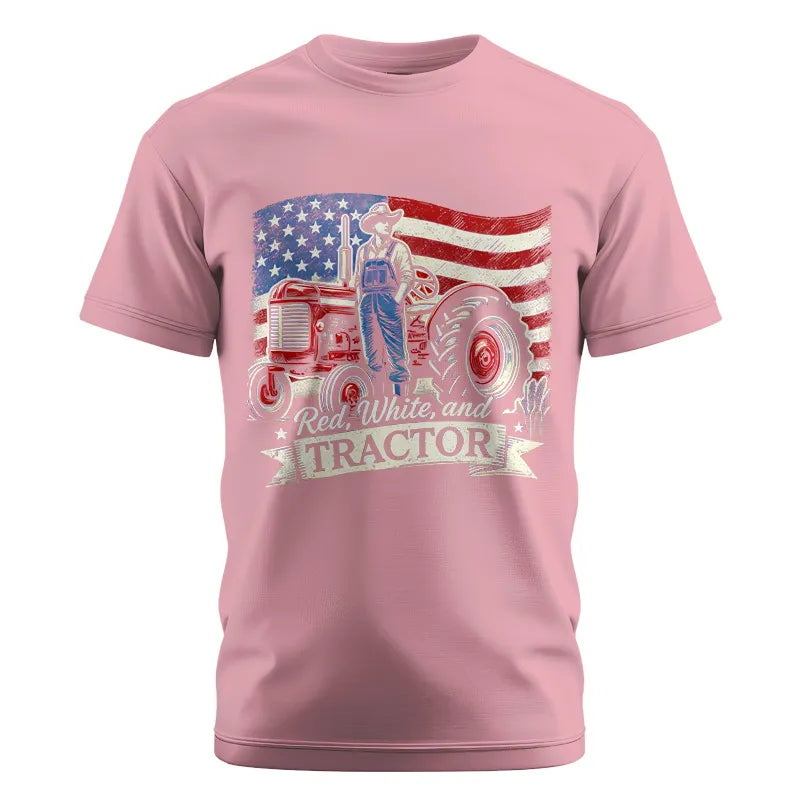 Image of Red White And Tractor - Unisex Cotton Crew Tee