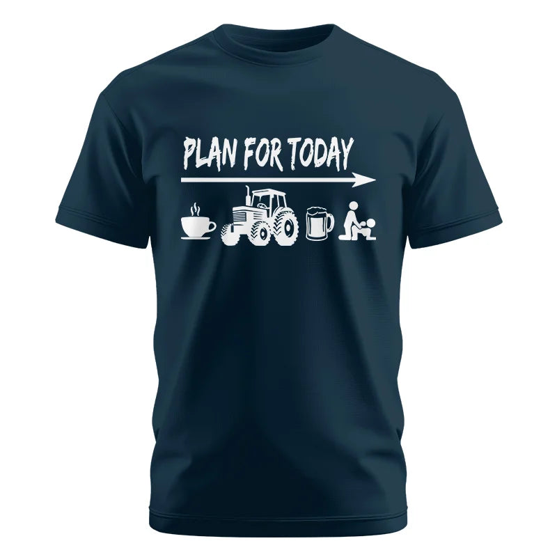 Funny Farmer Plan For Today Coffee Tractor Beer Bed - Unisex Cotton Crew Tee