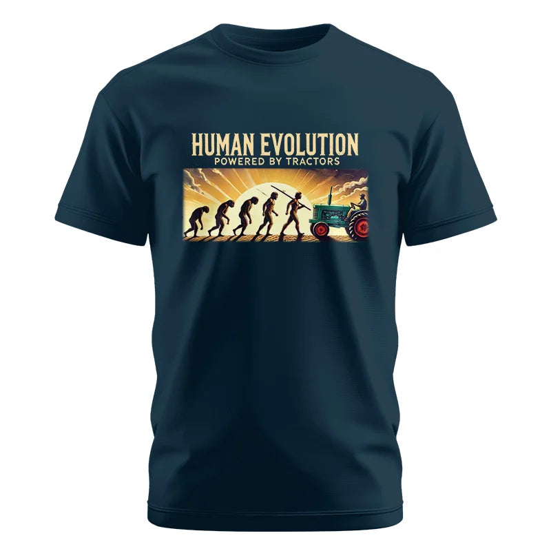 Human Evolution Powered By Tractors - Unisex Cotton Crew Tee