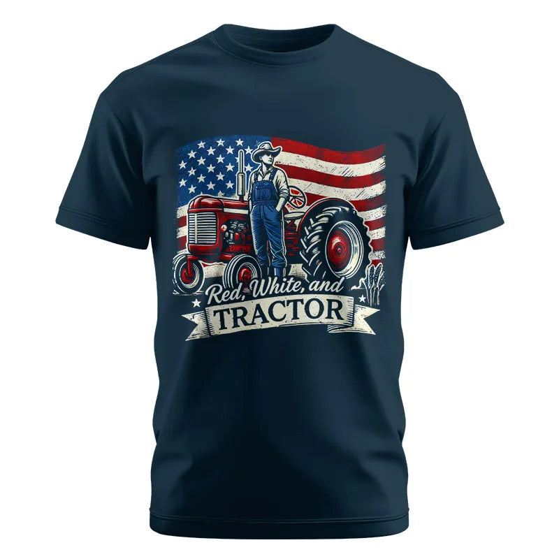 Image of Red White And Tractor - Unisex Cotton Crew Tee