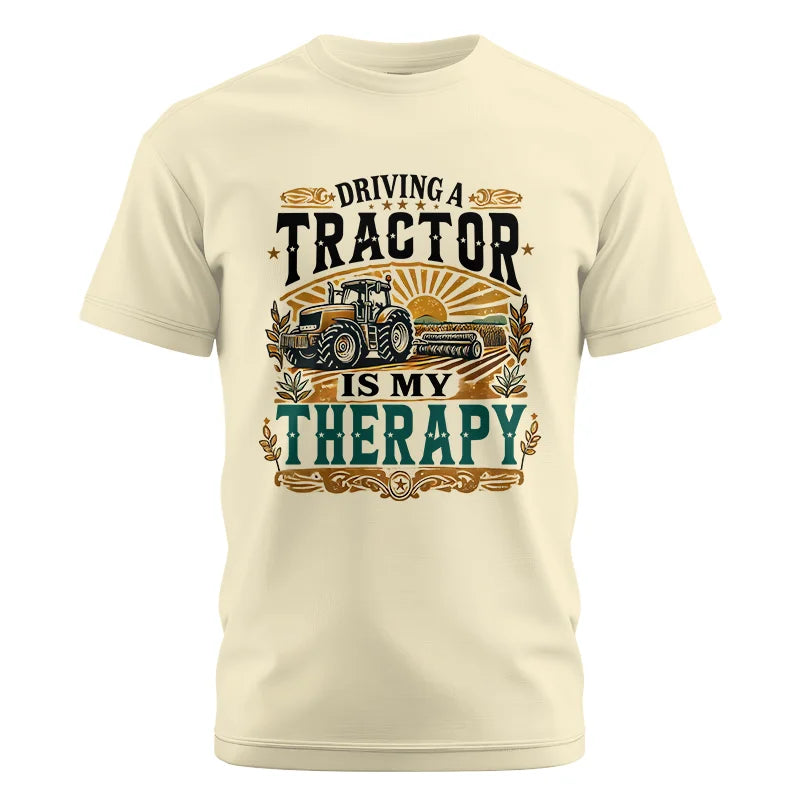 Driving A Tractor Is My Therapy - Unisex Cotton Crew Tee