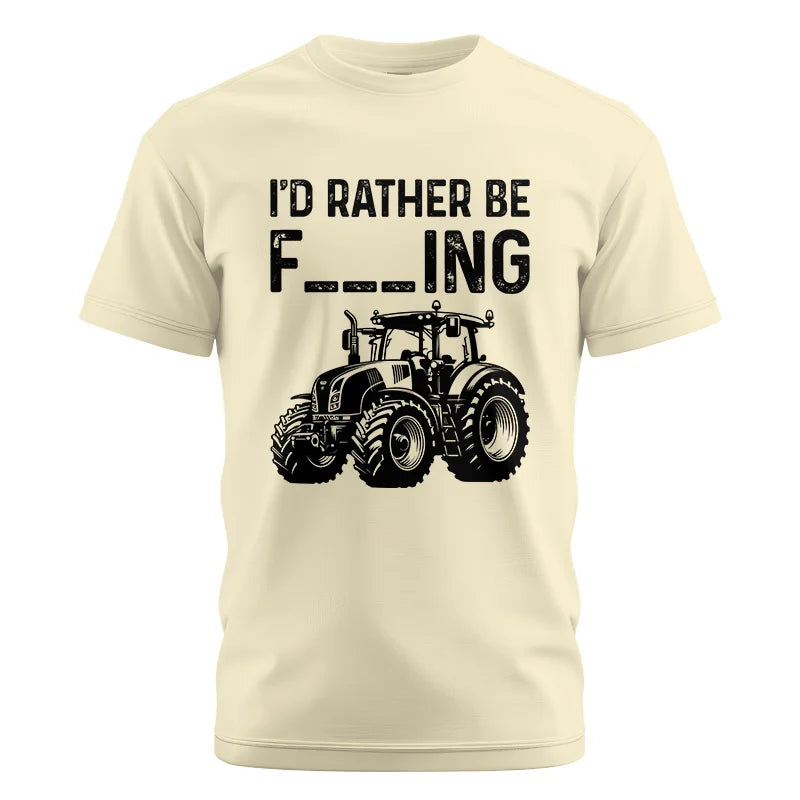 Image of Funny I Would Rather Be Farming Tractor 1 - Unisex Cotton Crew Tee