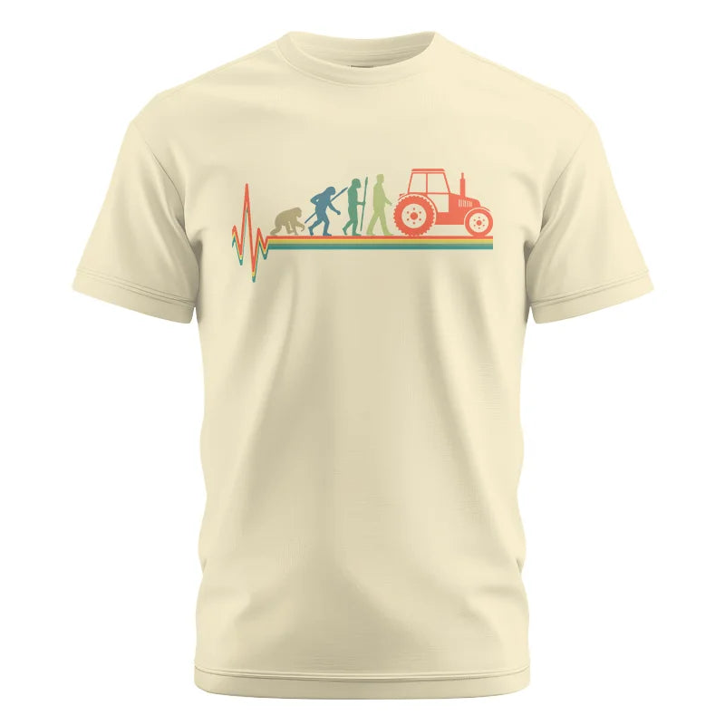 Heartbeat Evolution Farmer Tractor Agriculture Vintage - Unisex Cotton Crew Tee