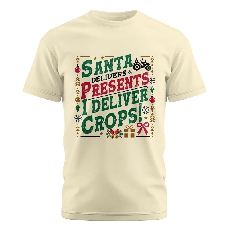 Image of Santa Deliver Present I Deliver Crops! - Unisex Cotton Crew Tee