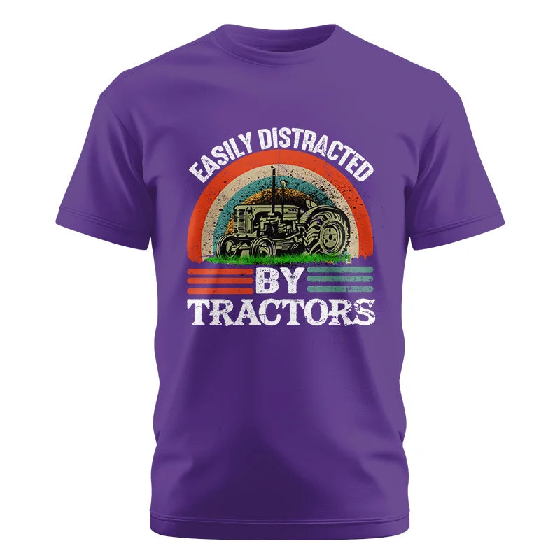 Easily Distracted By Tractors - Unisex Cotton Crew Tee