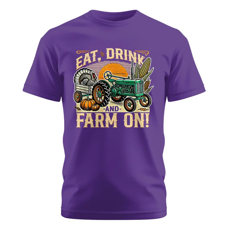 Eat Drink and Farm On - Unisex Cotton Crew Tee