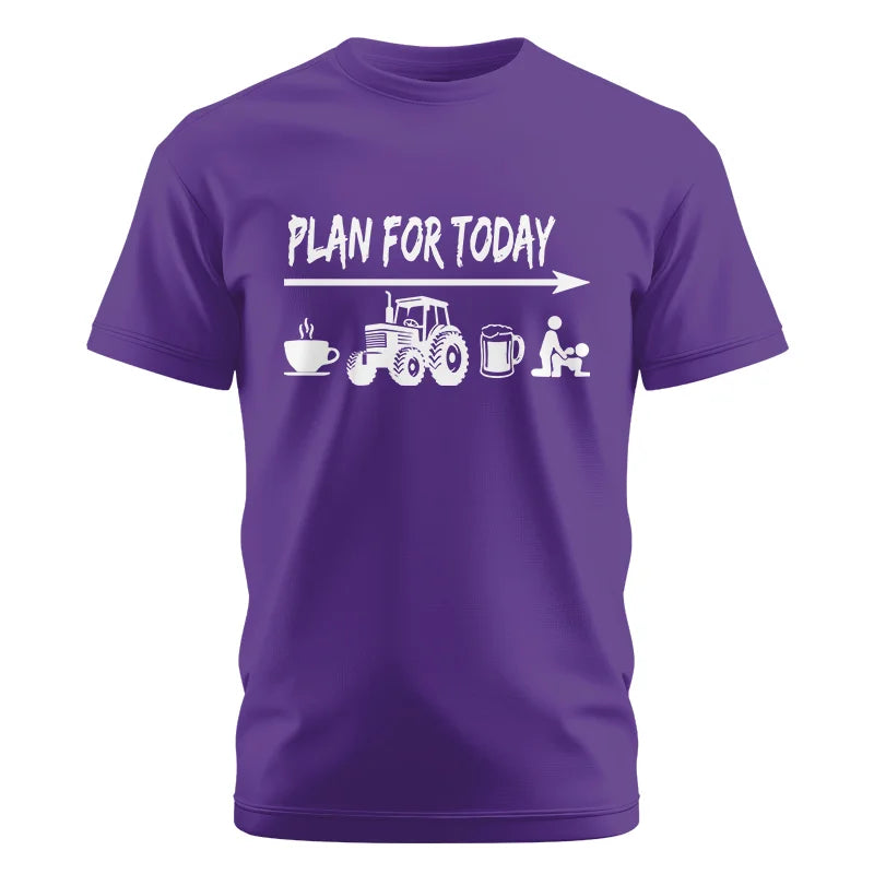 Image of Funny Farmer Plan For Today Coffee Tractor Beer Bed - Unisex Cotton Crew Tee