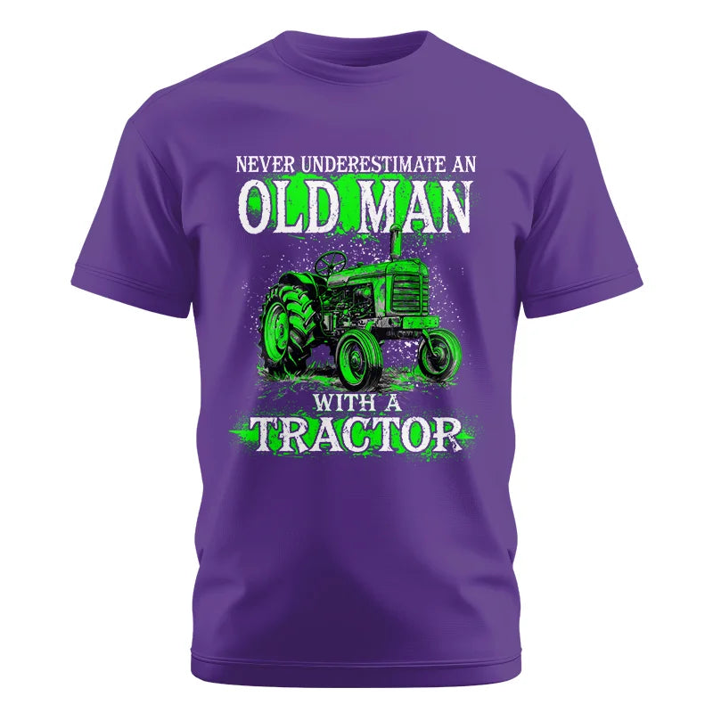 Image of Funny Quote Never Underestimate Old Man Tractor - Unisex Cotton Crew Tee