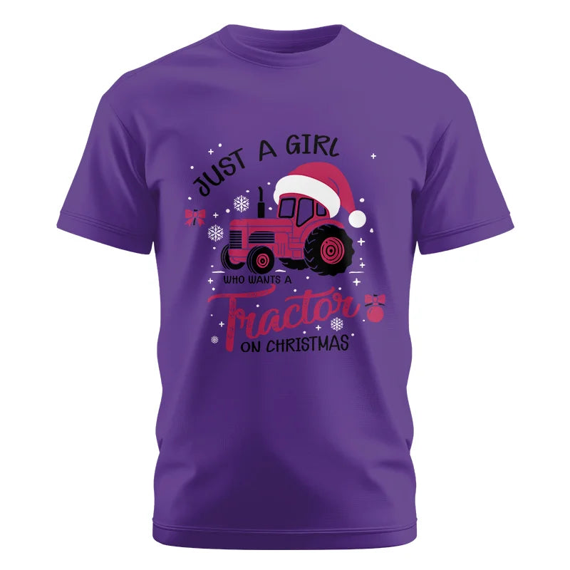 Just A Girl Who Want A Tractor On Christmas - Unisex Cotton Crew Tee