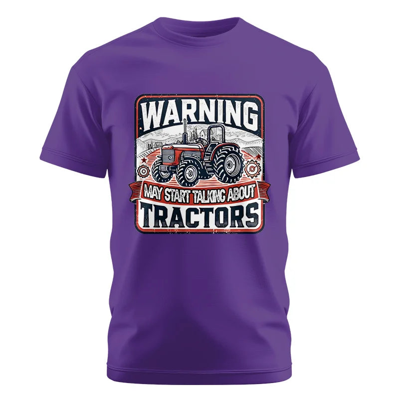 Image of Warning May Start Talking About Tractors - Unisex Cotton Crew Tee