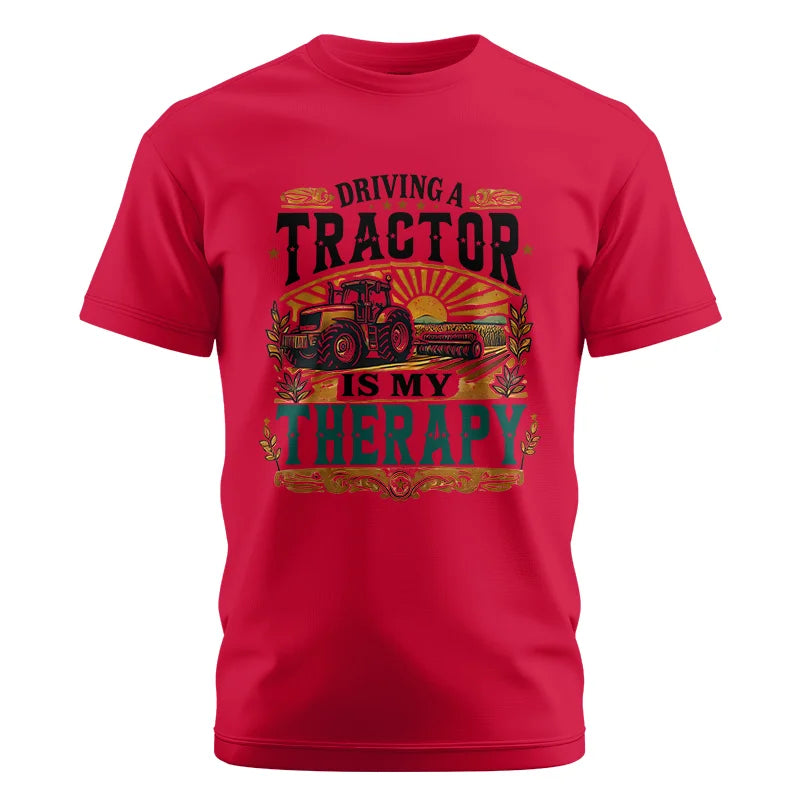 Driving A Tractor Is My Therapy - Unisex Cotton Crew Tee