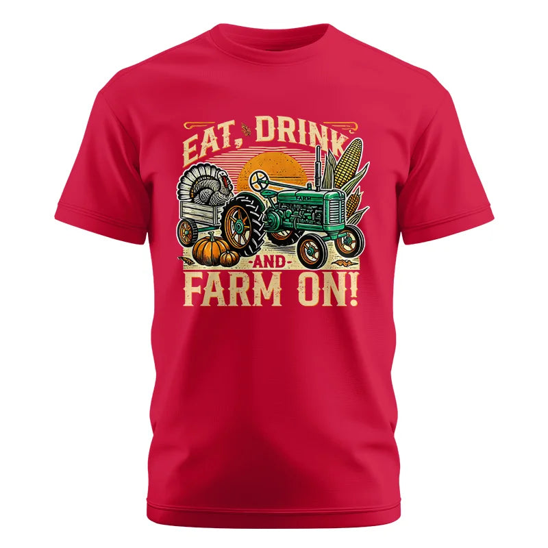 Eat Drink and Farm On - Unisex Cotton Crew Tee