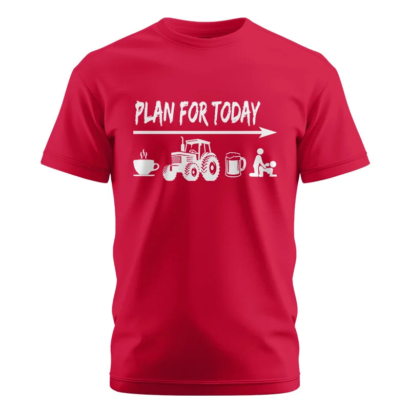 Image of Funny Farmer Plan For Today Coffee Tractor Beer Bed - Unisex Cotton Crew Tee