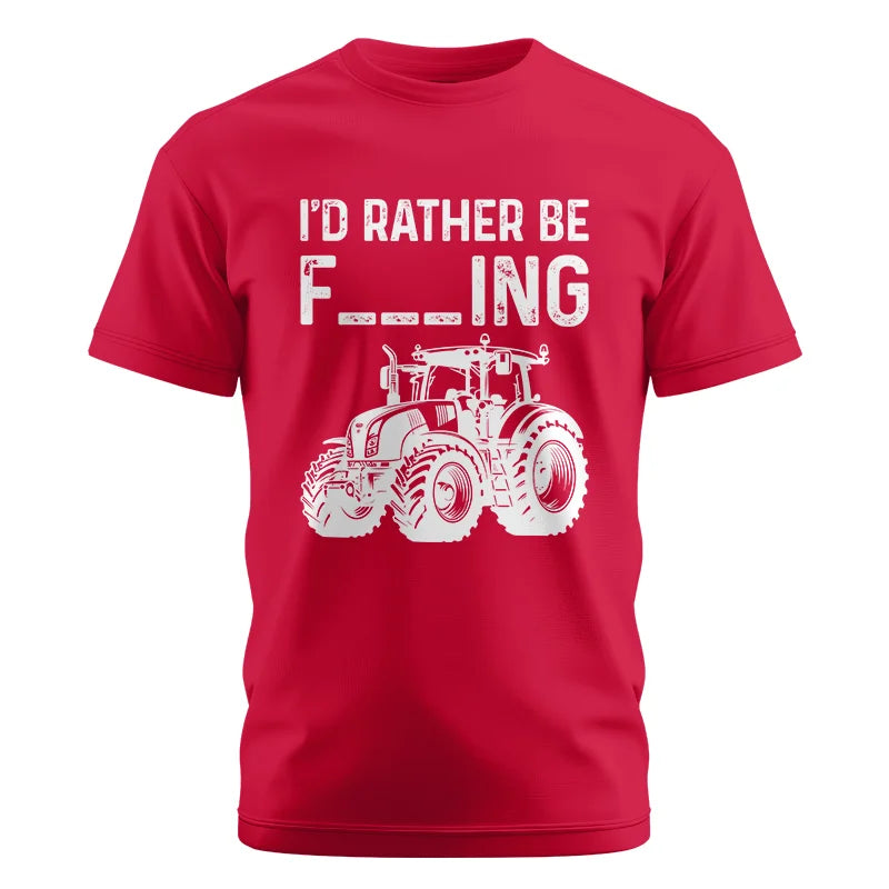 Image of Funny I Would Rather Be Farming Tractor 2 - Unisex Cotton Crew Tee