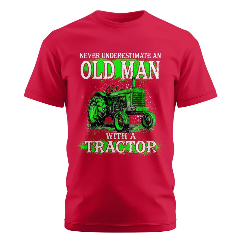 Image of Funny Quote Never Underestimate Old Man Tractor - Unisex Cotton Crew Tee