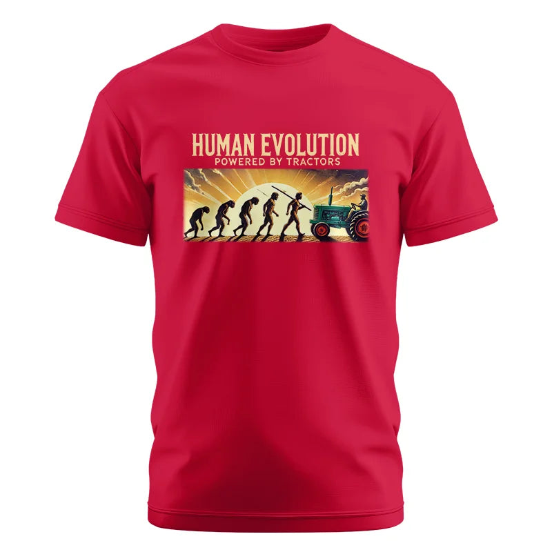 Human Evolution Powered By Tractors - Unisex Cotton Crew Tee