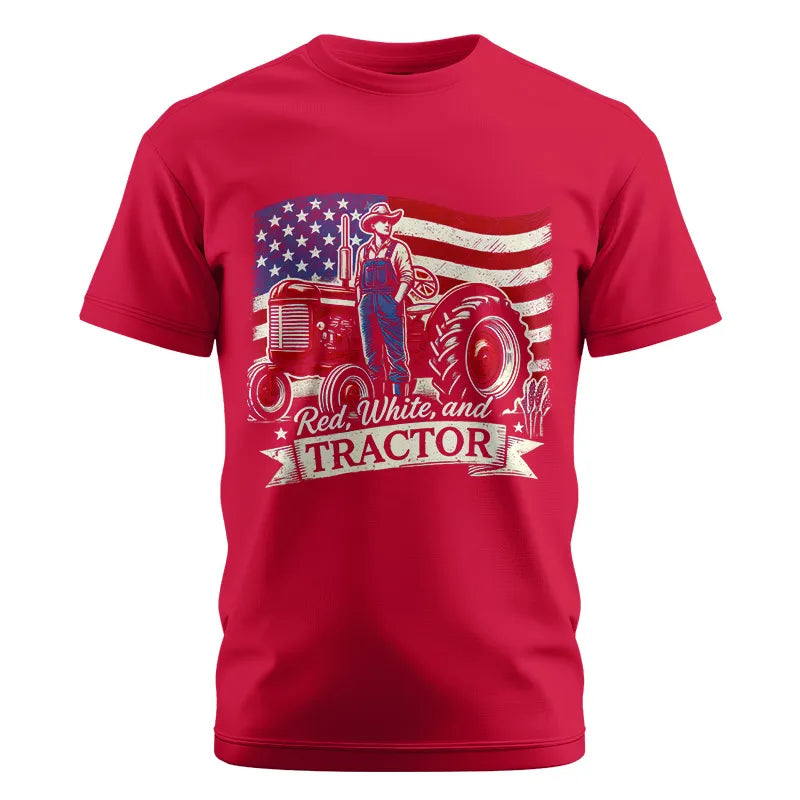 Red White And Tractor - Unisex Cotton Crew Tee