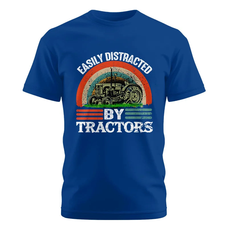 Easily Distracted By Tractors - Unisex Cotton Crew Tee