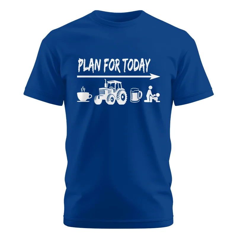 Image of Funny Farmer Plan For Today Coffee Tractor Beer Bed - Unisex Cotton Crew Tee