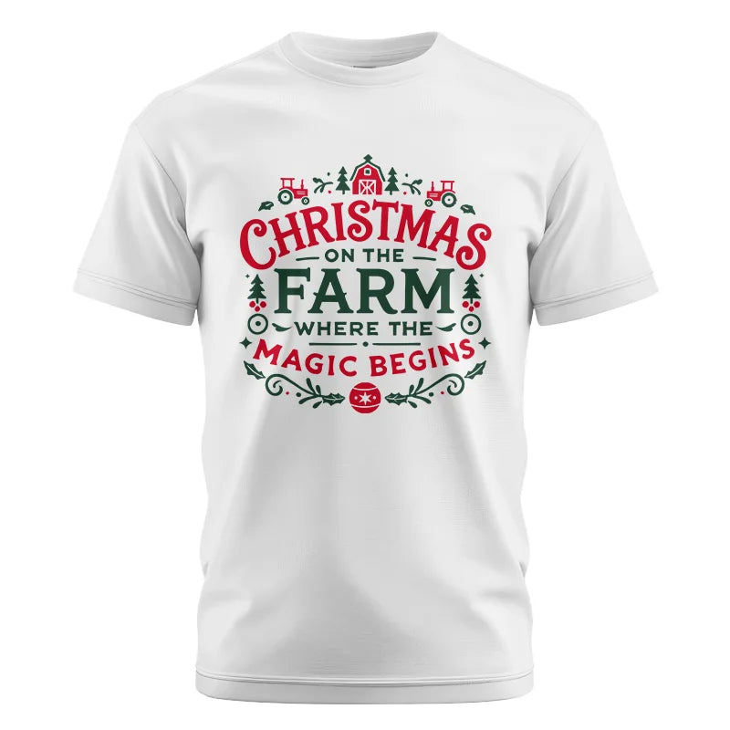 Christmas on the Farm Where the Magic Begins! 1 - Unisex Cotton Crew Tee