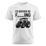 Funny I Would Rather Be Farming Tractor 1 - Unisex Cotton Crew Tee