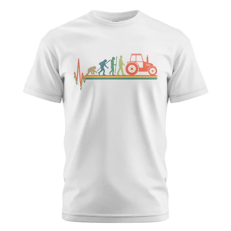 Heartbeat Evolution Farmer Tractor Agriculture Vintage - Unisex Cotton Crew Tee