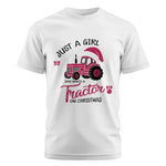 Just A Girl Who Want A Tractor On Christmas - Unisex Cotton Crew Tee