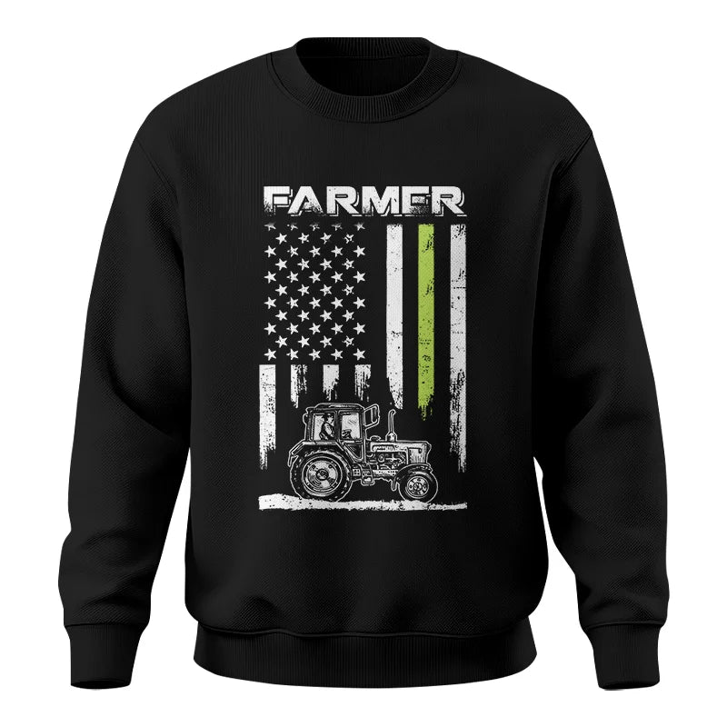 Farmer Tractor Patriotic American Flag - Unisex Crewneck Sweatshirt