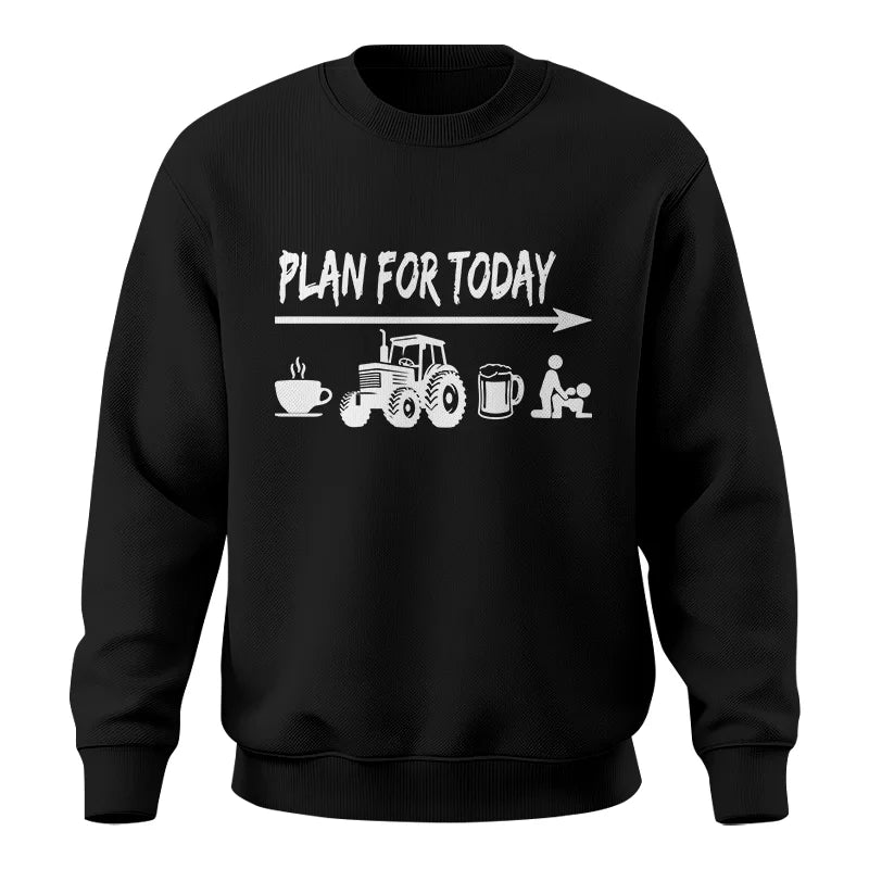 Image of Funny Farmer Plan For Today Coffee Tractor Beer Bed - Unisex Crewneck Sweatshirt