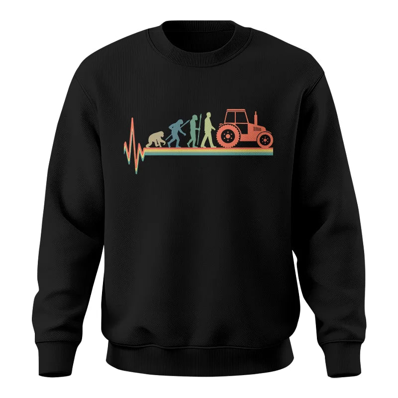 Heartbeat Evolution Farmer Tractor Agriculture Vintage - Unisex Crewneck Sweatshirt