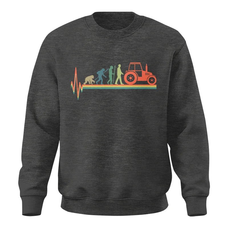 Heartbeat Evolution Farmer Tractor Agriculture Vintage - Unisex Crewneck Sweatshirt