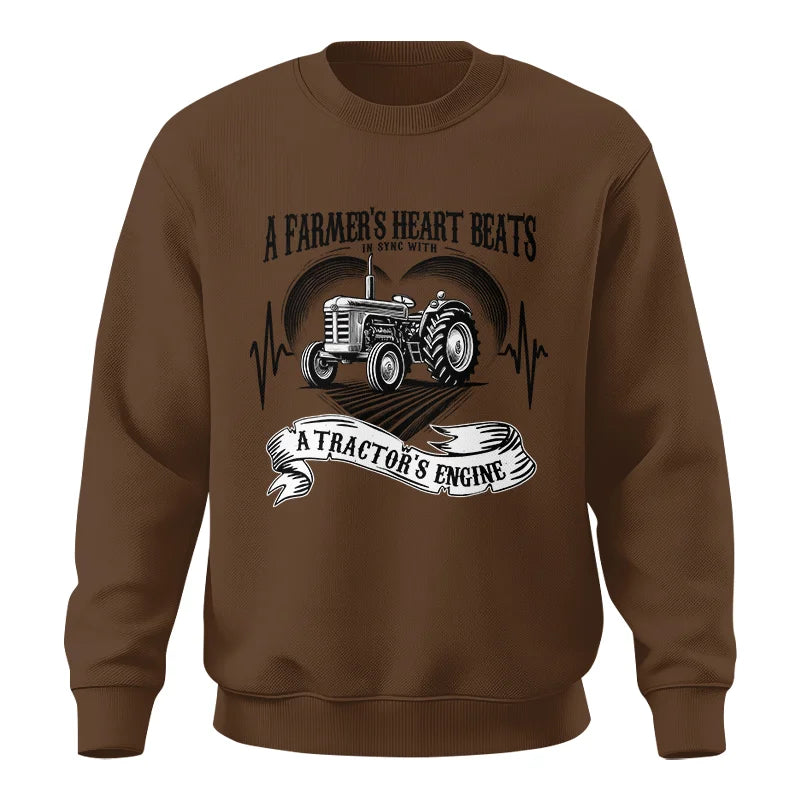 A Farmer’s Heart Beats A Tractor’s Engine - Unisex Crewneck Sweatshirt