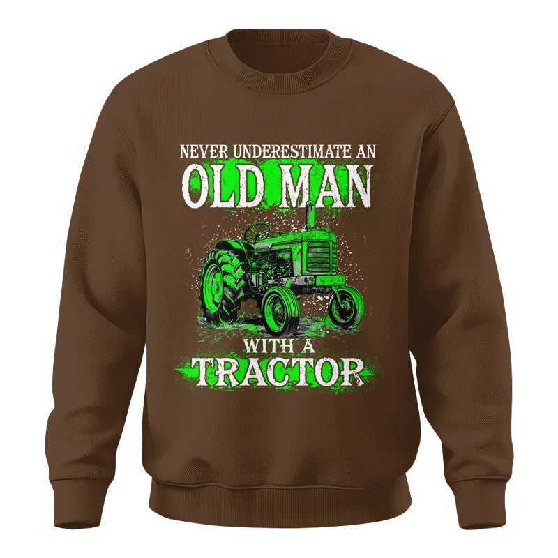 Image of Funny Quote Never Underestimate Old Man Tractor - Unisex Crewneck Sweatshirt