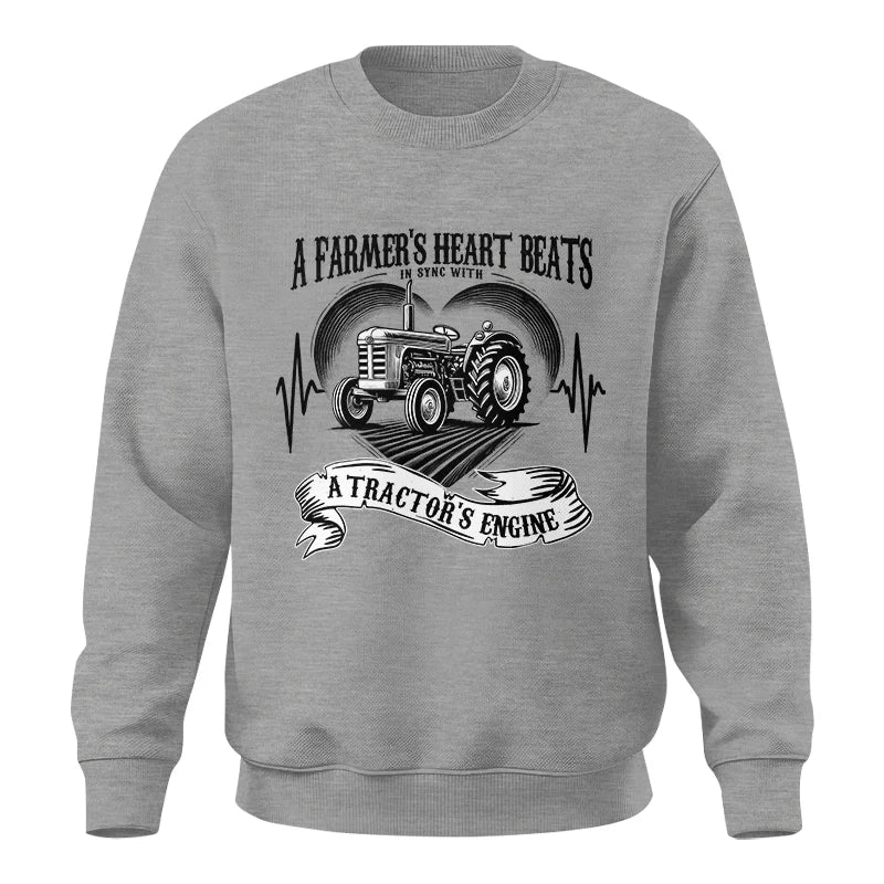 A Farmer’s Heart Beats A Tractor’s Engine - Unisex Crewneck Sweatshirt