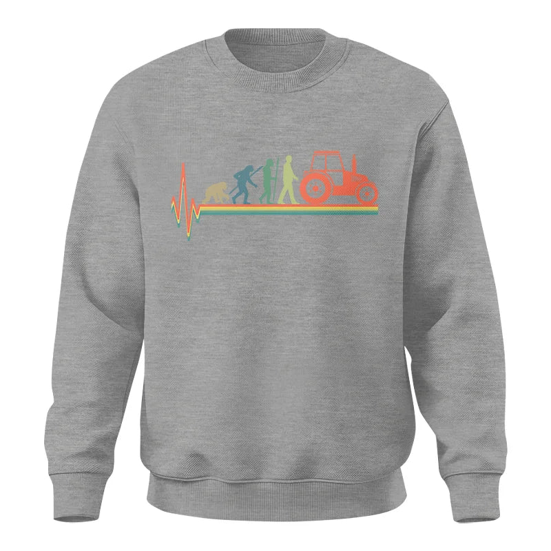 Heartbeat Evolution Farmer Tractor Agriculture Vintage - Unisex Crewneck Sweatshirt