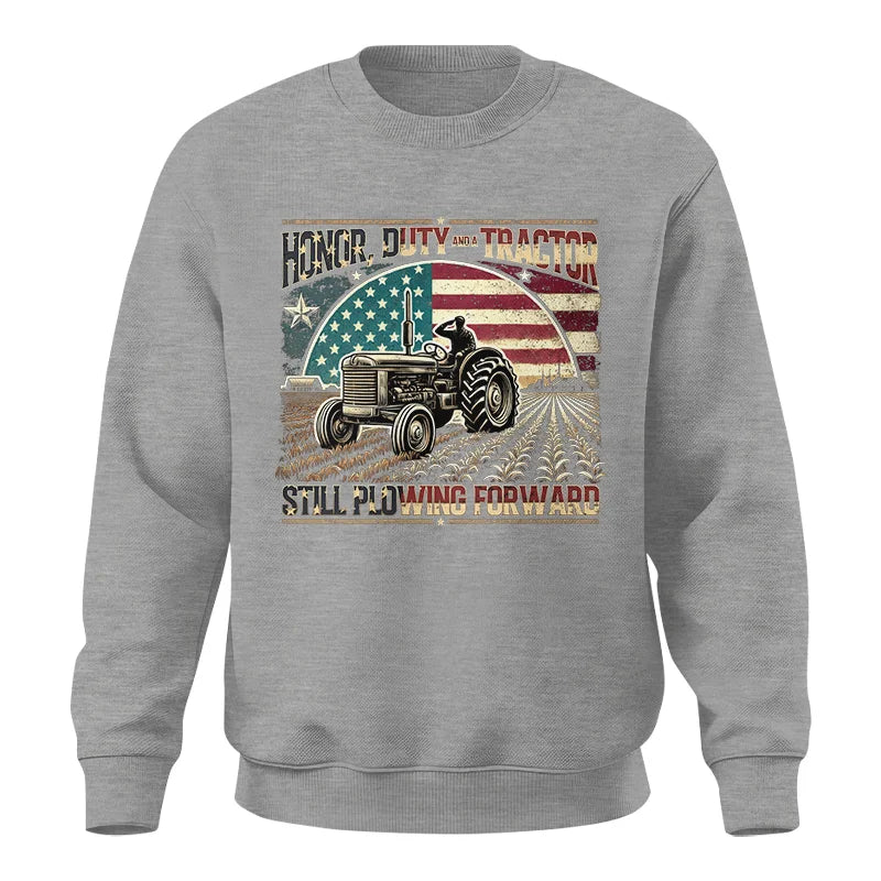 Image of Veteran Farmer Honor Duty And A Tractor 1 - Unisex Crewneck Sweatshirt