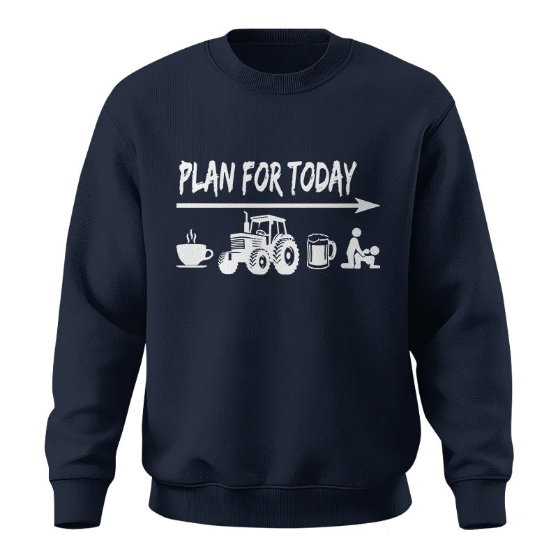 Funny Farmer Plan For Today Coffee Tractor Beer Bed - Unisex Crewneck Sweatshirt