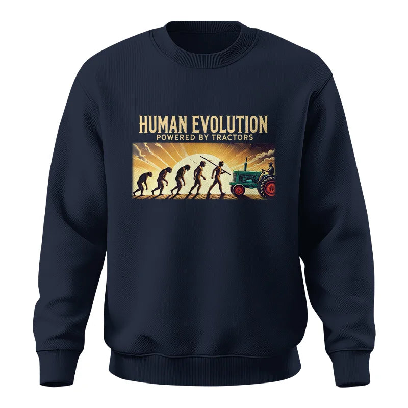 Image of Human Evolution Powered By Tractors - Unisex Crewneck Sweatshirt