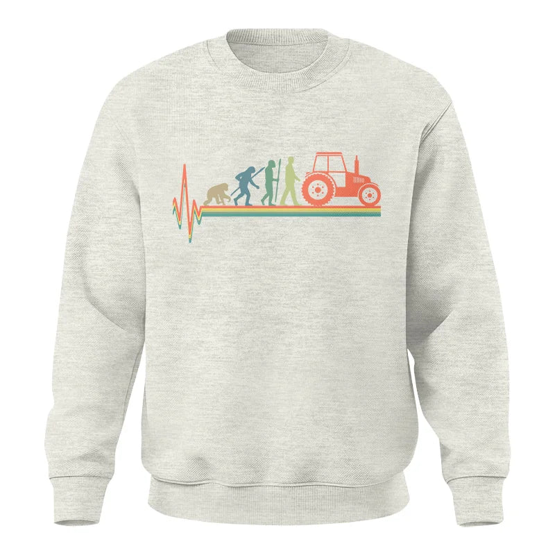 Heartbeat Evolution Farmer Tractor Agriculture Vintage - Unisex Crewneck Sweatshirt