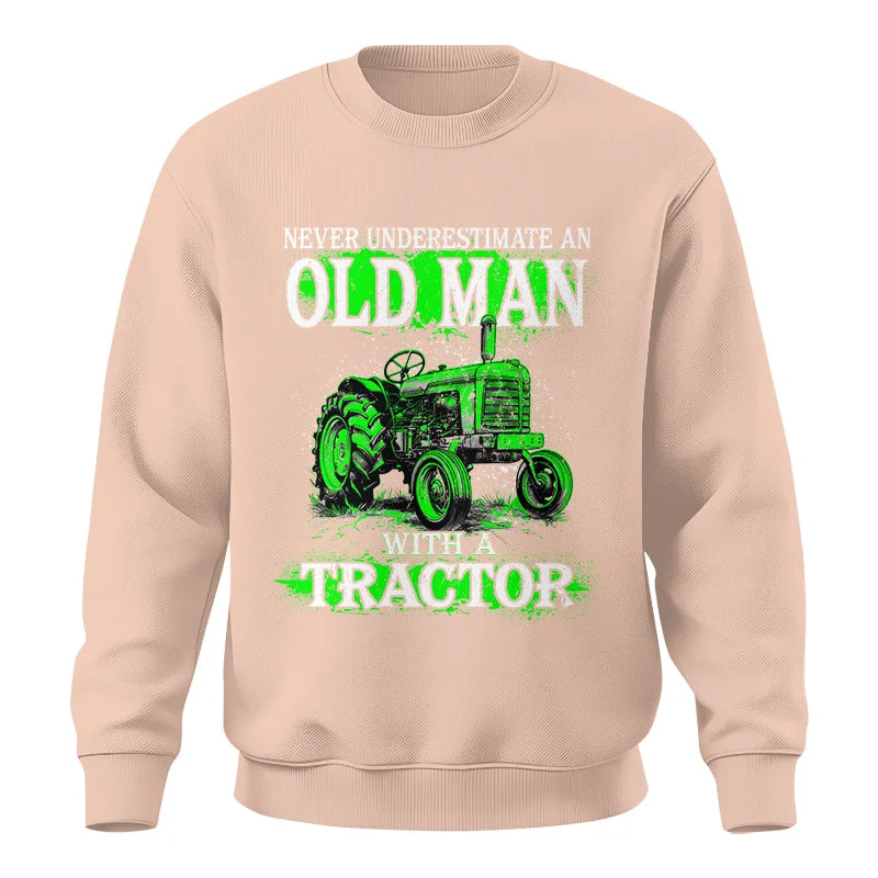 Image of Funny Quote Never Underestimate Old Man Tractor - Unisex Crewneck Sweatshirt